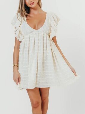 Storia Ivory Ruffled Mini Dress